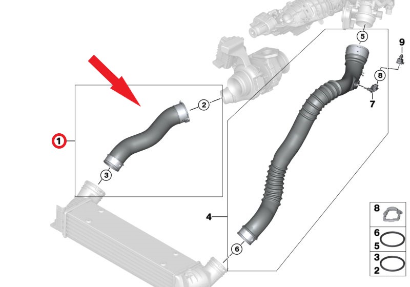 BMW 120 TURBO HORTUMU Montaj Yeri : Turbo Radyatörü Sağ