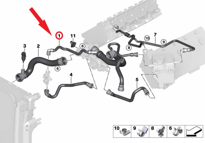 BMW X5 RADYATÖR GİRİŞ HORTUMU