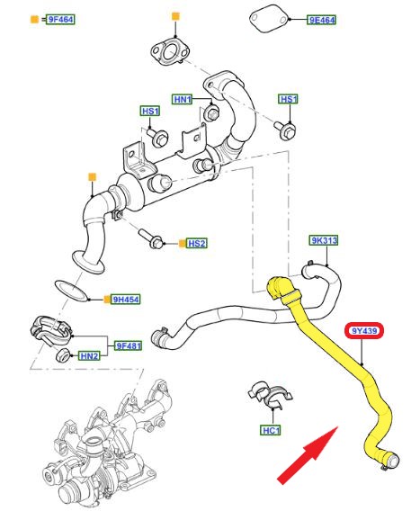 EGR HORTUMU Montaj Yeri : Egr Soğutucusu