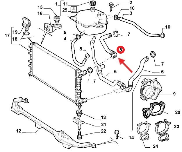 FIAT DOBLO 1.3 RADYATÖR GİRİŞ HORTUMU
