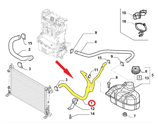 FIAT DOBLO RADYATÖR ÇIKIŞ HORTUMU