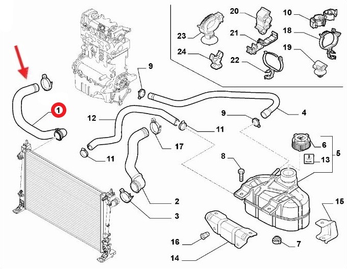 FIAT DOBLO RADYATÖR ÇIKIŞ HORTUMU