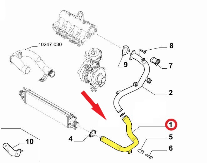 FIAT DOBLO TURBO BORUSU Montaj Yeri : Turbo Radyatörü Sol