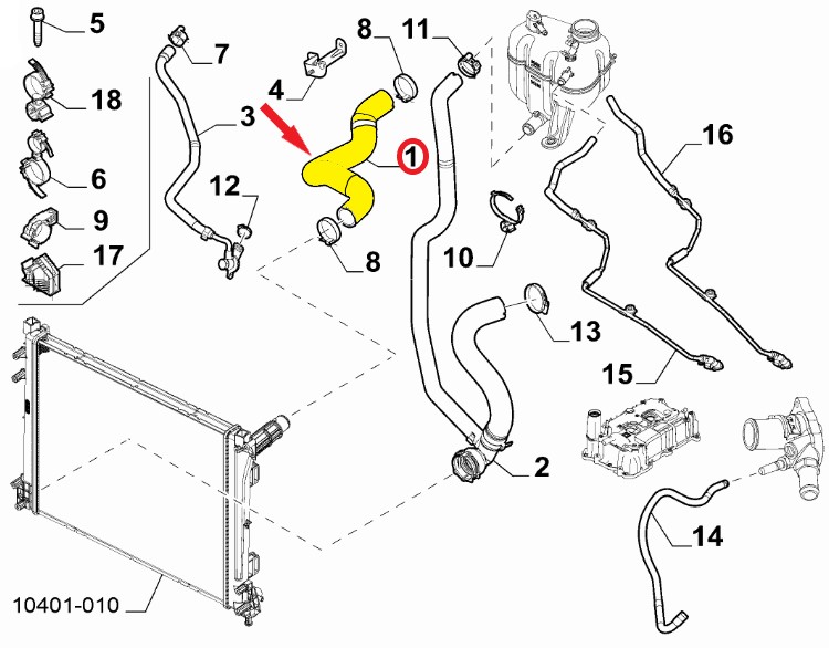FIAT PANDA RADYATÖR GİRİŞ HORTUMU E.E.S. : EURO 6 Montaj Yeri : Radyatör Sol Üst