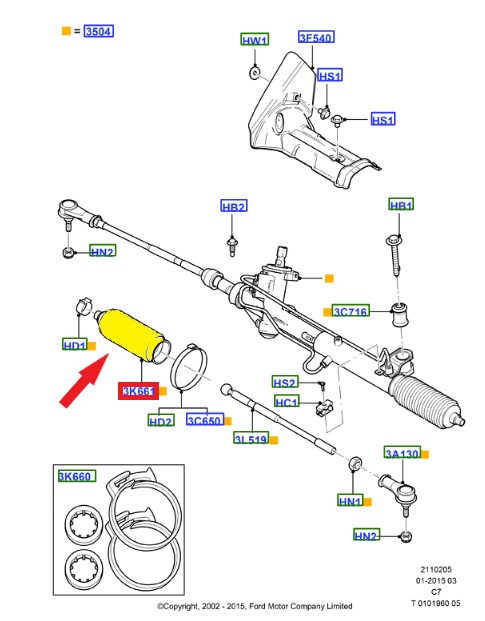 FORD TOURNEO CONNECT - TRANSIT CONNECT  DİREKSİYON KÖRÜĞÜ