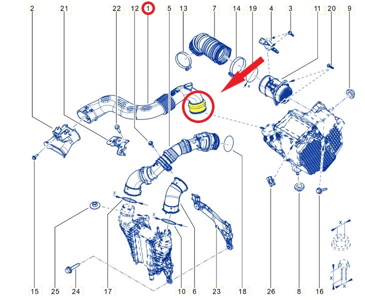 HAVA FİLTRE BORUSU CONTASI PLASTİK BORU HARİÇ Montaj Yeri : Hava Filtresi Bağlantı Borusuna