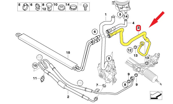 HİDROLİK DİREKSİYON HORTUMU Montaj Yeri : Yağ Soğutucusuna
