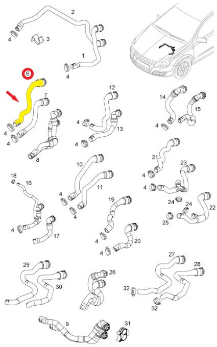 OPEL ASTRA H KALORİFER GİRİŞ HORTUMU