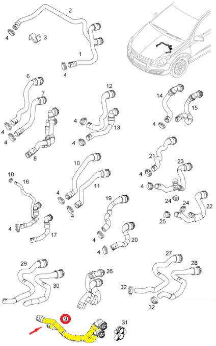 OPEL ASTRA H KALORİFER HORTUMU