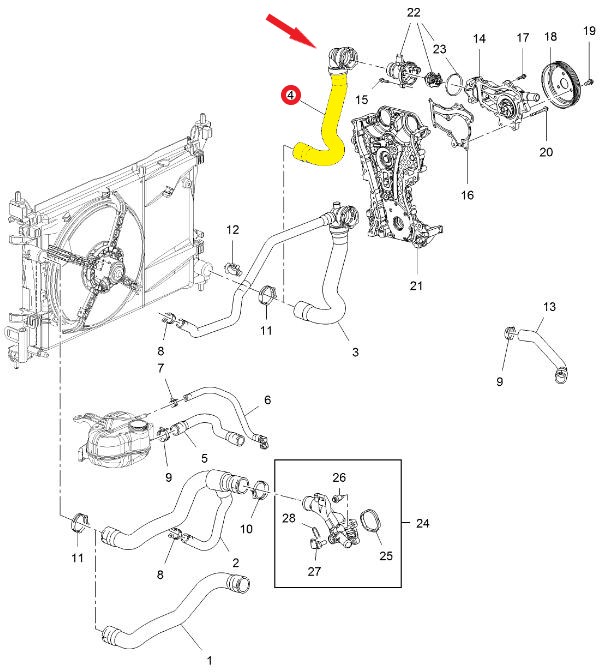 OPEL CORSA D RADYATÖR ÇIKIŞ HORTUMU