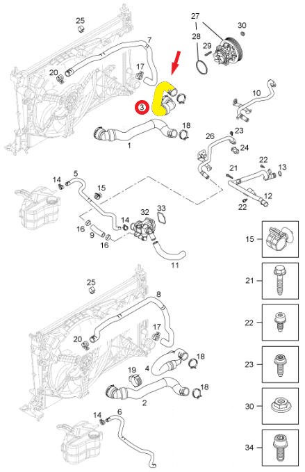 OPEL CORSA D  RADYATÖR ÇIKIŞ HORTUMU