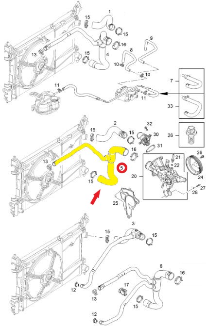 OPEL CORSA D RADYATÖR ÇIKIŞ HORTUMU