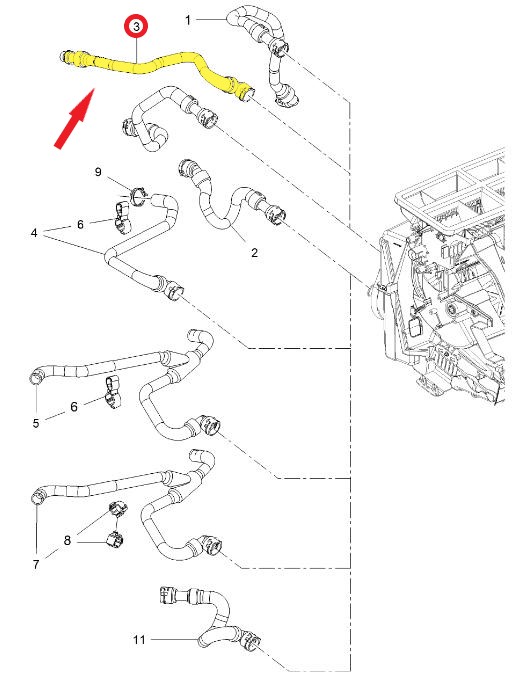 OPEL INSIGNIA A  KALORİFER GİRİŞ HORTUMU Montaj Yeri : Kalorifer Ünitesine 