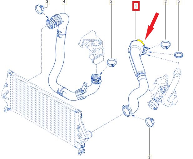 OPEL MOVANO A TURBO BORUSU METAL BORU HARİÇ Not :OK İLE GÖSTERİLEN KÜÇÜK HORTUM Montaj Yeri : Turbo Radyatörü İle Turboşarj Arasında