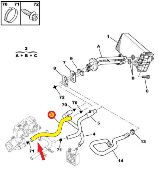 PEUGEOT 206 / 206+ KALORİFER HORTUMU