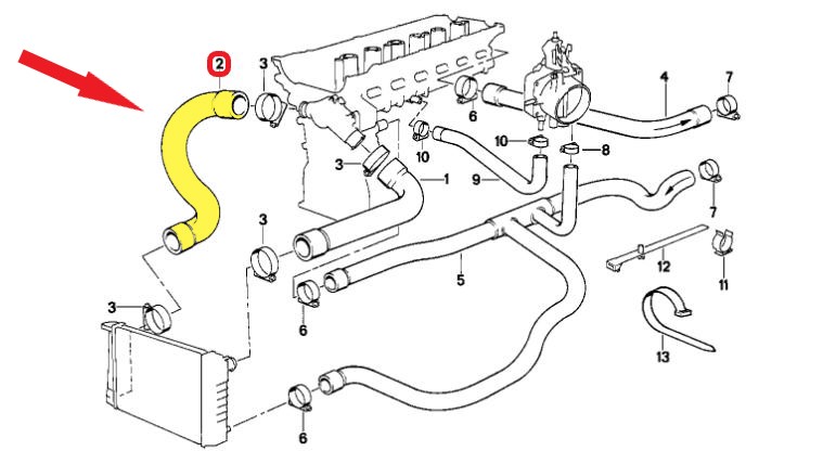 RADYATÖR ÇIKIŞ HORTUMU Montaj Yeri : Radyatör Sağ Alt