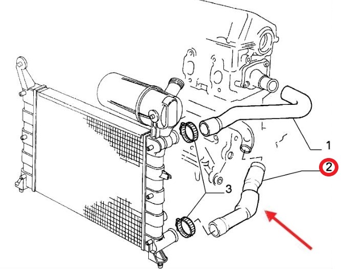RADYATÖR ÇIKIŞ HORTUMU Montaj Yeri : Radyatör Sol Alt