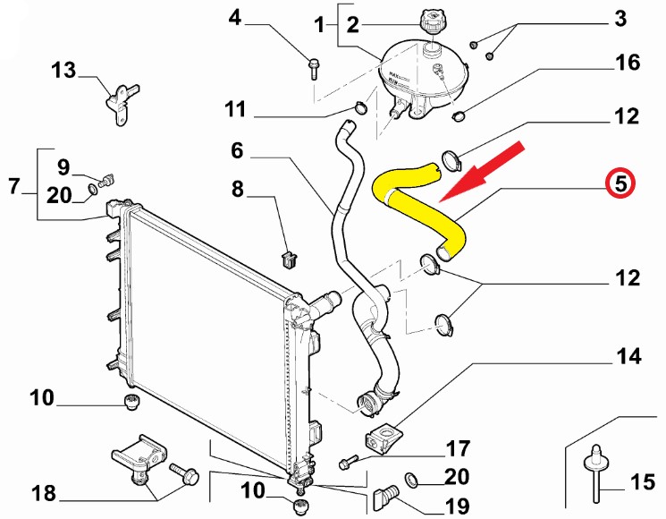 RADYATÖR GİRİŞ HORTUMU Montaj Yeri : Radyatör Sol Üst