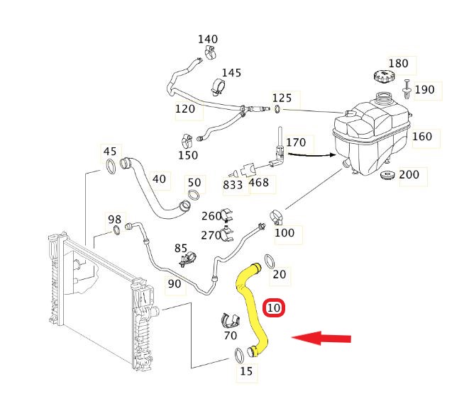 RADYATÖR GİRİŞ HORTUMU Montaj Yeri : Radyatör Sol Üst