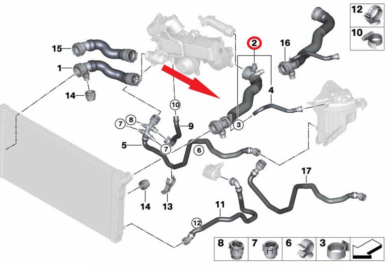 RADYATÖR GİRİŞ HORTUMU Montaj Yeri : Radyatör Sol Üst 