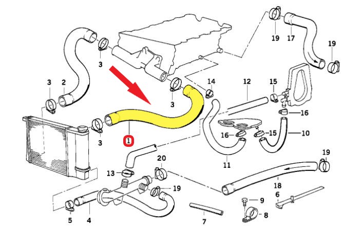 RADYATÖR GİRİŞ HORTUMU Montaj Yeri : Radyatör Sol Üst