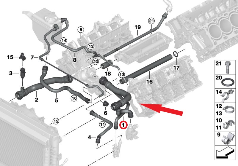 RADYATÖR GİRİŞ HORTUMU Montaj Yeri : Radyatör Sol Üst