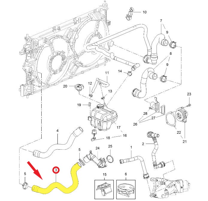 RADYATÖR GİRİŞ HORTUMU Montaj Yeri : Termostattan Radyatöre
