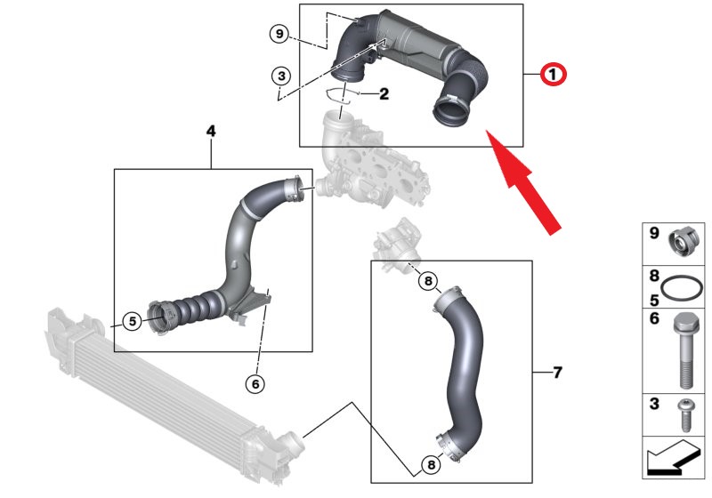 TURBO BORUSU PLASTİK BORU HARİÇ Montaj Yeri : Turboşarj Sonrası Boru Hattı