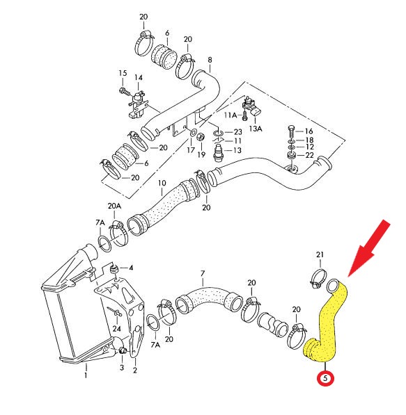 TURBO HORTUMU Montaj Yeri : Turbo Radyatörü Alt