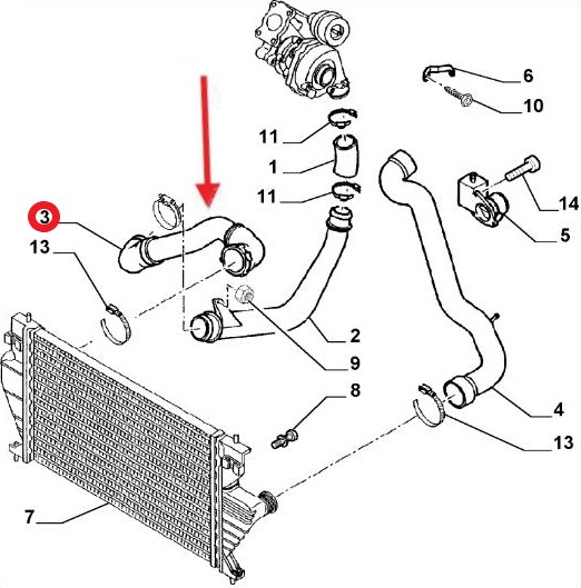 TURBO HORTUMU Montaj Yeri : Turbo Radyatörü Sağ