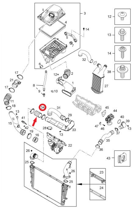 TURBO HORTUMU Montaj Yeri : Turbo Radyatörü Sağ