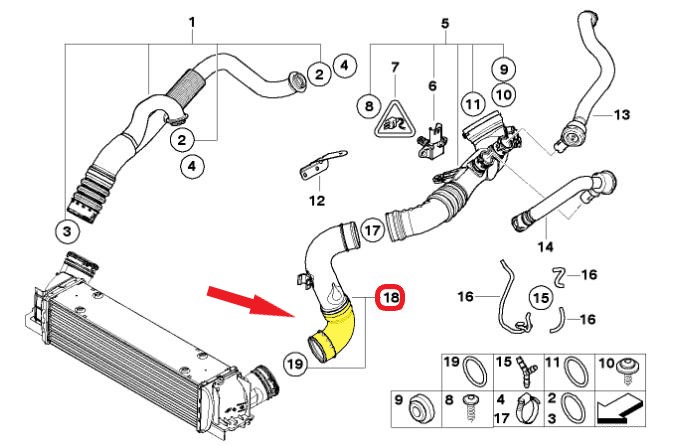 TURBO HORTUMU PLASTİK BORU HARİÇ Montaj Yeri : Turbo Radyatörü Sol