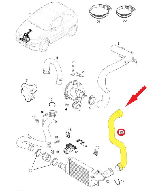 URBO HORTUMU Montaj Yeri : Turbo Radyatörü İle Gaz Kelebeği Gövdesi Arasında