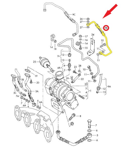 VOLKSWAGEN TRANSPORTER IV TURBO YAĞLAMA BORUSU