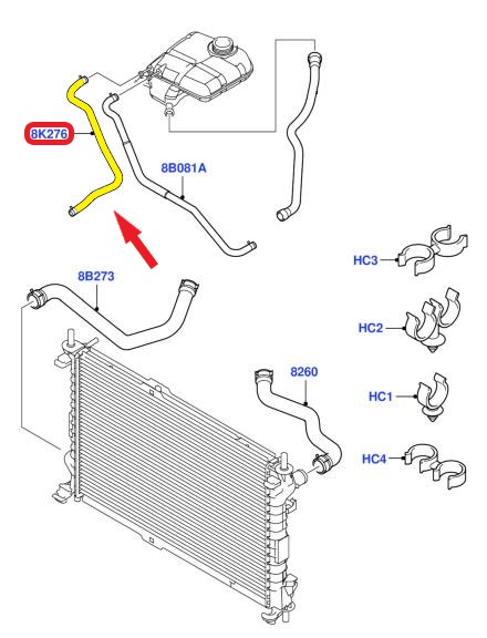 YEDEK SU DEPO HORTUMU Montaj Yeri : Radyatörden Yedek Su Deposuna 